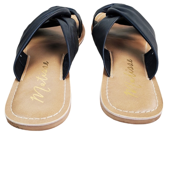 Matisse Knotty Black Leather Slide Sandals Size 9 - Picture 6 of 9